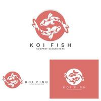 création de logo de poisson koi, vecteur de poisson d'ornement, produit de marque d'illustration d'ornement d'aquarium