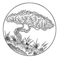 illustration de conception arbre asiatique lineart vecteur