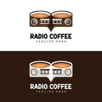 logo de radio de café, conception de radio podcast, icône de café, vecteur de marque de produit de logo de café de café