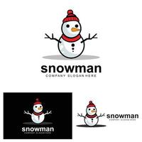 logo de bonhomme de neige, vecteur d'hiver de bonhomme de neige et hiver de noël et nouvel an