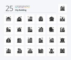 construction de la ville pack d'icônes de 25 glyphes solides, y compris le domaine. construction. loger. imeuble. Bureau vecteur