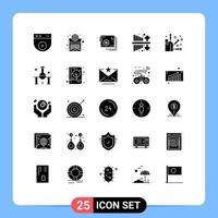 symboles d'icônes universels groupe de 25 glyphes solides modernes d'investissement d'acupuncture approvisionnement en revenus ac éléments de conception vectoriels modifiables vecteur