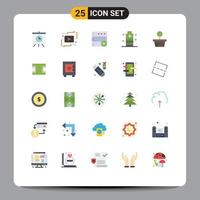 interface mobile ensemble de 25 pictogrammes d'éléments de conception vectoriels modifiables d'énergie de base de sécurité d'arbre vecteur
