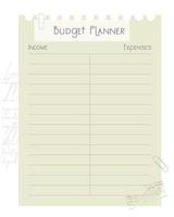 modèle de planificateur de budget conception de page collage scrapbooking style vintage, revenus et dépenses. vecteur