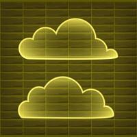 ensemble de nuage de néon lueur jaune isolé. contour linéaire. la météo. illustration vectorielle vecteur