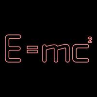 néon e mc formule énergétique loi physique e mc signe e égal mc 2 éducation concept théorie de la relativité couleur rouge illustration vectorielle image style plat vecteur