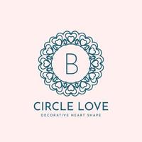 lettre b cercle amour décoration création de logo vectoriel