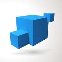 logo de trois cubes bleus 3d sur fond blanc vecteur