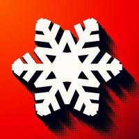 icône de flocon de neige de noël avec une longue ombre de demi-teintes vecteur