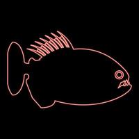 néon piranha poisson en colère couleur rouge image d'illustration vectorielle style plat vecteur