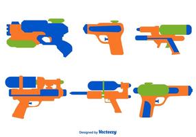 Ensemble vectoriel d'icônes d'armes à eau en couleurs