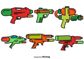 Vector Set Of Doodle Water Gun Icônes de couleur