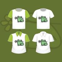 illustration vectorielle d'une grenouille de dessin animé mignon. graphiques de t-shirt pour les enfants vecteur