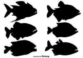 Silhouettes de vecteur de poisson Piranha
