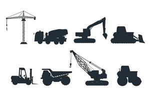 ensemble de transport de silhouette de machinerie lourde industrielle isolé sur fond blanc vecteur
