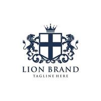 logo de la marque lion héraldique vecteur