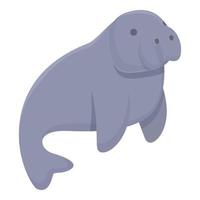 vecteur de dessin animé mignon icône dugong. lamantin de mer