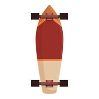 vecteur de dessin animé d'icône de longboard blanc rouge. forme de planche à roulettes