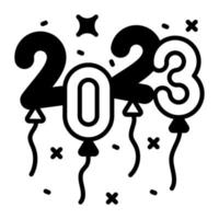 bonne année 2023 icône de vecteur de célébration de ballon