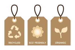 étiquettes de produits biologiques recyclés respectueux de l'environnement vecteur