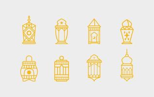 collection de lampes décoratives arabes. icône de lanterne d'or du ramadan. vecteur