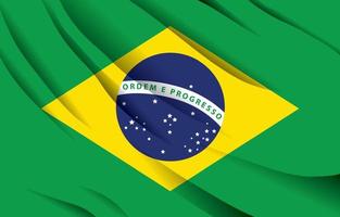 drapeau national du brésil agitant une illustration vectorielle réaliste vecteur