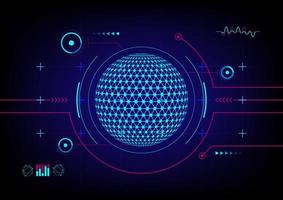 hud numérique global et fond de vecteur de technologie d'éléments infographiques