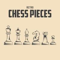 pièces d'échecs rétro vector illustration stock, vecteur d'équipement d'échecs