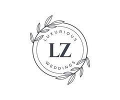 lz initiales lettre modèle de logos de monogramme de mariage, modèles minimalistes et floraux modernes dessinés à la main pour cartes d'invitation, réservez la date, identité élégante. vecteur