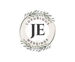 Je initiales lettre modèle de logos de monogramme de mariage, modèles minimalistes et floraux modernes dessinés à la main pour cartes d'invitation, réservez la date, identité élégante. vecteur