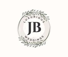 modèle de logos de monogramme de mariage lettre initiales jb, modèles minimalistes et floraux modernes dessinés à la main pour cartes d'invitation, réservez la date, identité élégante. vecteur