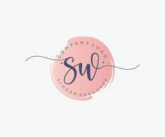 logo féminin sw initial. utilisable pour les logos nature, salon, spa, cosmétique et beauté. élément de modèle de conception de logo vectoriel plat.