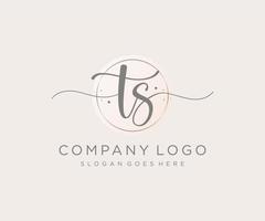 initiale ts logo féminin. utilisable pour les logos nature, salon, spa, cosmétique et beauté. élément de modèle de conception de logo vectoriel plat.