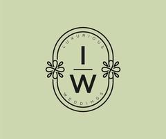 iw initiales lettre modèle de logos de monogramme de mariage, modèles minimalistes et floraux modernes dessinés à la main pour cartes d'invitation, réservez la date, identité élégante. vecteur