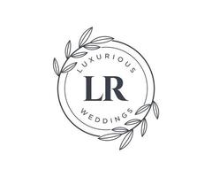 lr initiales lettre modèle de logos de monogramme de mariage, modèles minimalistes et floraux modernes dessinés à la main pour cartes d'invitation, réservez la date, identité élégante. vecteur