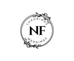 nf initiales lettre modèle de logos de monogramme de mariage, modèles minimalistes et floraux modernes dessinés à la main pour cartes d'invitation, réservez la date, identité élégante. vecteur