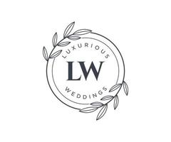 lw initiales lettre modèle de logos de monogramme de mariage, modèles minimalistes et floraux modernes dessinés à la main pour cartes d'invitation, réservez la date, identité élégante. vecteur