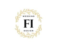 fi initiales lettre mariage monogramme logos collection, modèles minimalistes et floraux modernes dessinés à la main pour cartes d'invitation, réservez la date, identité élégante pour restaurant, boutique, café en image vectorielle vecteur