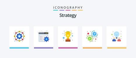pack d'icônes stratégie plat 5, y compris le partenariat. motif. Coupe. Créatif. options. conception d'icônes créatives vecteur