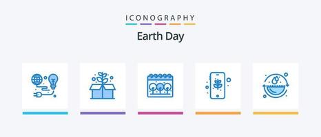 pack d'icônes bleues du jour de la terre 5, y compris l'environnement. Jour de la Terre. la terre. sûr. éco. conception d'icônes créatives vecteur