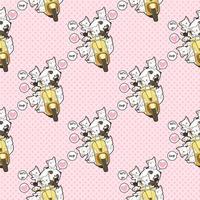 panda kawaii sans couture moto avec motif d'amis vecteur