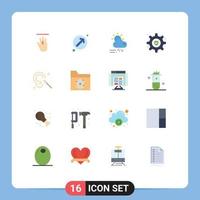 16 icônes créatives signes et symboles modernes du service d'oreille cloud gear assurance météo pack modifiable d'éléments de conception de vecteur créatif