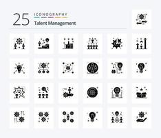 pack d'icônes de 25 glyphes solides de gestion des talents, y compris l'étoile. positionner. idée. Star. tombes vecteur