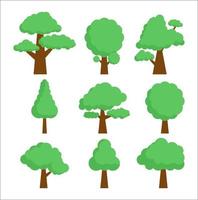 ensemble d'arbres de collection, arbres forestiers. vecteur