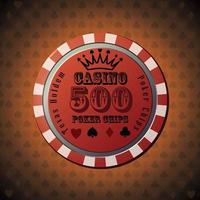 Jeton de poker 500 sur fond orange vecteur
