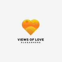 vue dégradée du modèle de logo de conception de vecteur d'amour
