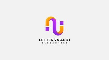 lettre n et i illustration vectorielle de conception de logo vecteur