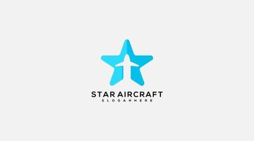 icône d'illustration de conception de logo d'avion étoile dégradé vecteur