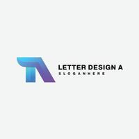 conception de lettre une icône de couleur de dégradé de logo vecteur