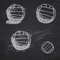 croquis de ballon de volley-ball sur tableau noir vecteur